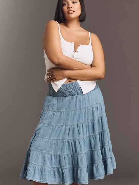 Anthropologie Dresses & Skirts - 100% COTTON!!!Anthropologie Smocked Denim Midi Skirt